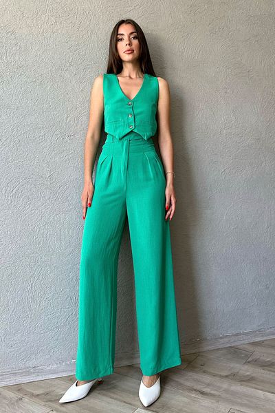 Seda Yalçın Atelier Green Vest Trousers Linen Set