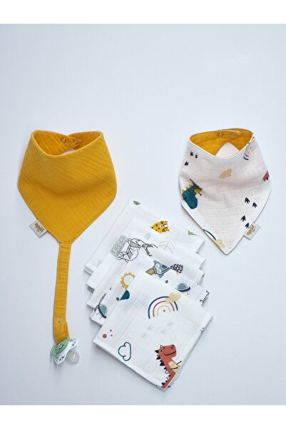 Yada Baby مريلة وشاح أطفال من قماش الموسلين القطني العضوي مع مشابك تثبيت و5 ع...