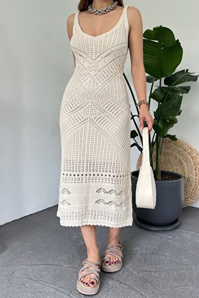 LE CARAMBOLE Women's Stone Lined Strappy Knitwear Dress