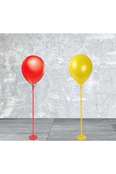 Happyland Single Leg Colored Balloon Stand Floor Stand 2-Piece Balloon Stand Yellow Red with Balloon Gift