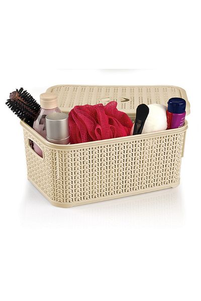 Melkan Home Κουτί πολλαπλών χρήσεων με καπάκι & Organizer & Εσωτερική οργάνωση ντουλαπιού Διχτυωτό μοτίβο καλάθι με καπάκι 6 λίτρων
