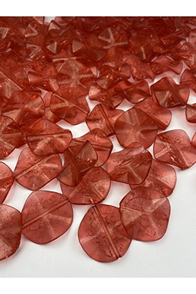 Hedef Bijuteri 100 جرام لون أحمر 36 ملم نموذج مسطح منحني متصدع خرز أكريليك بل...