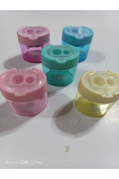 Mikro Large Chamber Pencil Sharpener with Double Opener Lid Pastel Colors (2pcs)