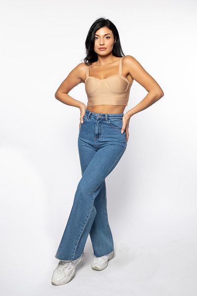 Grenj Fashion Πλεκτή μπλούζα Camel με λεπτομέρεια σε φέτα στο στήθος