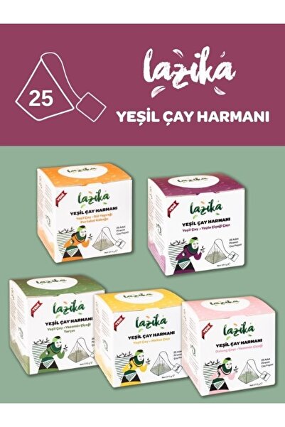 LAZİKA (5'Lİ SET) Yeşil Çay Harman Seti (5*37,5 g)-PLA Poşet, Mayıs Çayı, Ant...
