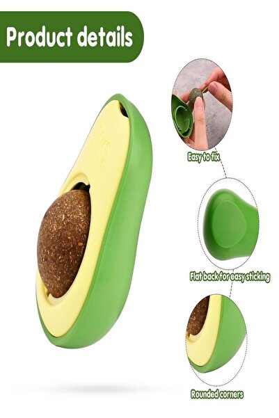 MasterCar Avocado Shaped Adhesive Cat Grass Avocado Catnip 360 Degree Rotating Catnip Cat Toy