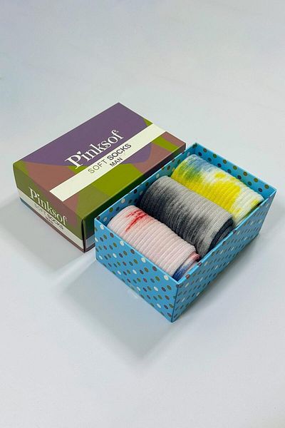 Pijamaevi Boxed 3 Pairs - Batik Patterned - Men's Socks - Scented Quality