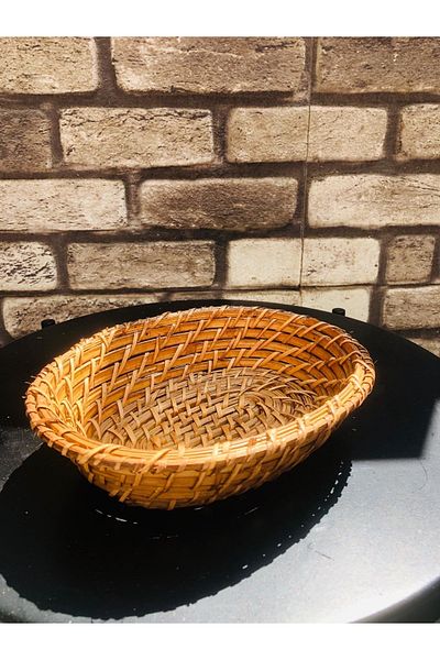 PERLAEVKAHVE Bamboo Rattan Oval Multi-Purpose Basket 30 Cm