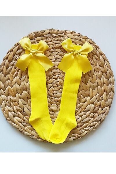 ESES BEBE جوارب للركبة بفيونكة للفتيات الصغيرات جوارب للركبة بشريط