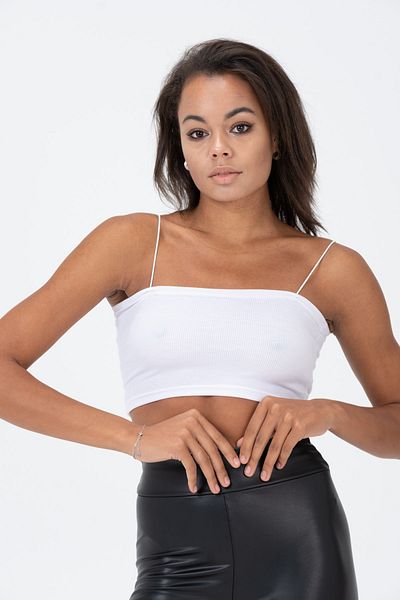 PUNKY CAT Women's White String Strapless Bustier