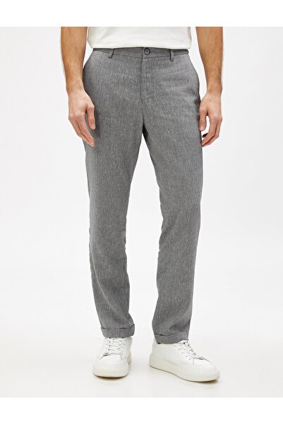 Koton Základní tkané kalhoty s krajkovým pasem a detailem kapsy