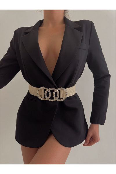 Fiori Elastic Women's Belt with Ring Buckle, Jacket Belt, Shirt Belt, Dress Belt