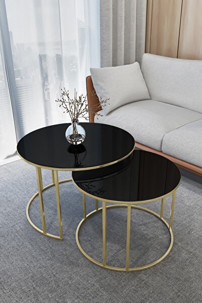 Puklife Yavrulu Orta Sehpa Gold Siyah