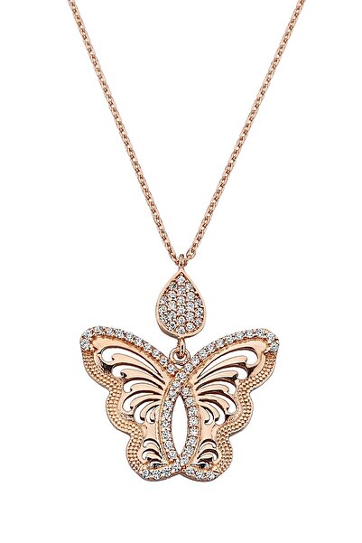 Argentum Concept 925 Ayar Gümüş Rose Kelebek Kolye - 23177601