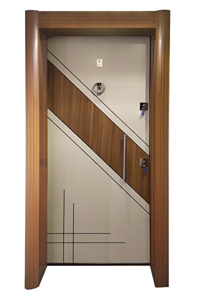 tezwood ahşap kapı sanayi Celik Kapi Tırnaklı Sistem Kale Kilit Çelik Kapı, Eskitme Kasalı Düz Model Daire Kapısı Sol Açılım