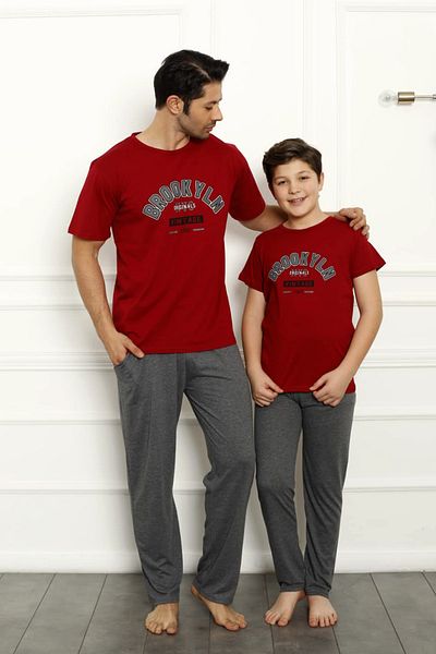 nisaNCa Father Son Combination Cotton Pajama Set - Price for One Piece - Short Sleeve Men's Pajama Set