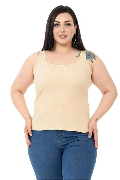 DISENTIS MODEST Plus Size Strappy Wrap Beige Body