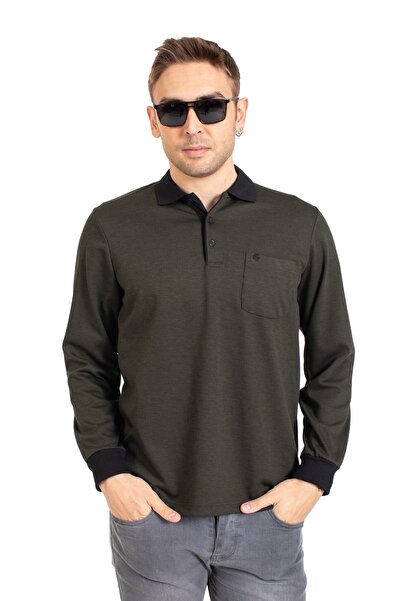 Mutlu City Ανδρικό εποχιακό φούτερ με μακρυμάνικη τσέπη με λαιμόκοψη και άνω 1219-χακί πράσινο