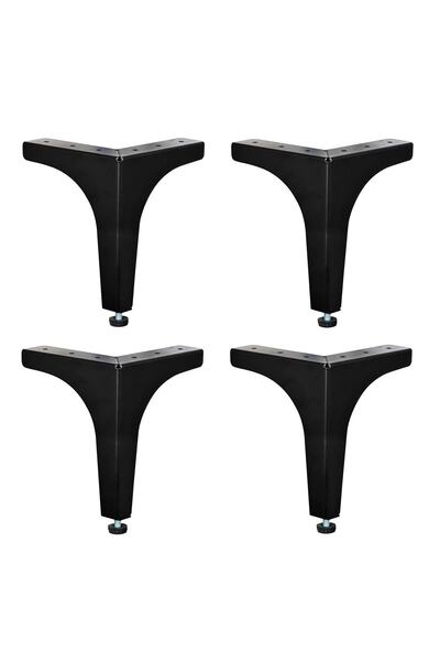 EYM 4 Bucăți Klas Foot Metal 17 Cm Negru Mat Mobilier Picior Scaun