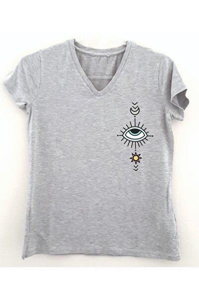 LADİJİTAL BASKI ÇÖZÜMLERİ Sivo oko u obliku V-izreza T-shirt