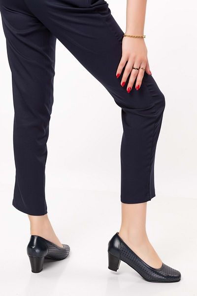 Gondol Genuine Leather Classic Heeled Shoes Şhn.242y - Navy Blue - 35
