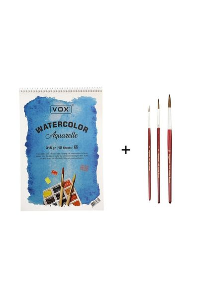 Bigpoint Set Pensule pentru Acuarela Seria 145 Si Caiet Vox A5 315gr
