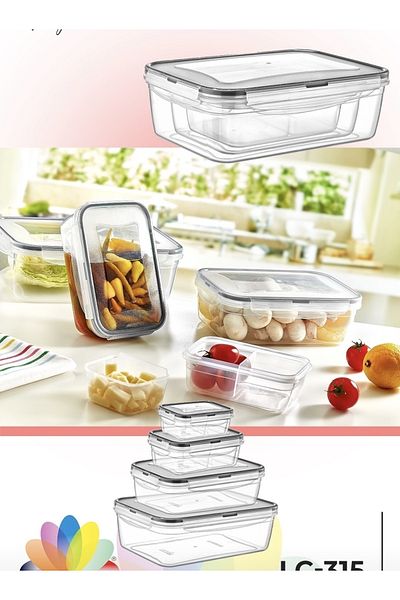 Herza House Set of 4 Rectangular Fresh Box Storage Containers