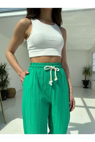 Elif Özbey Butik Pantaloni plisați cu picior verde