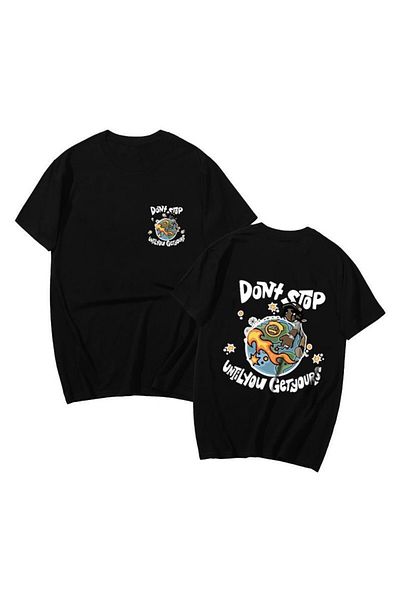 Touz Until You Get Yours Printed Black Unisex Oversize T-shirt