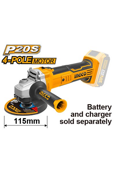 Ingco Li-ion Akülü Avuç Taşlama 115 Mm 20v 2.0ah Ing-caglı1151( Bataryasız)
