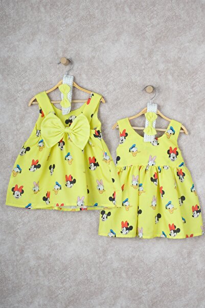 BUUFUU فستان عيد ميلاد منقوش بالرسوم المتحركة مع فيونكة