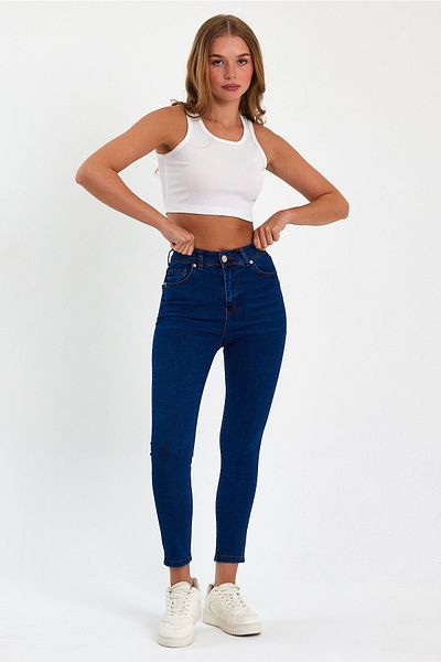 geenz manifacture Pantaloni din denim din lycra cu talie înaltă