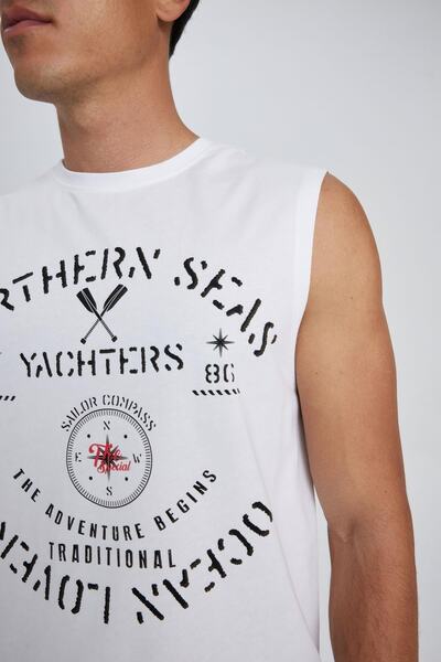 DeFacto Велосипедна яка с щампа за обикновена кройка 100% памук A5700ax23hs