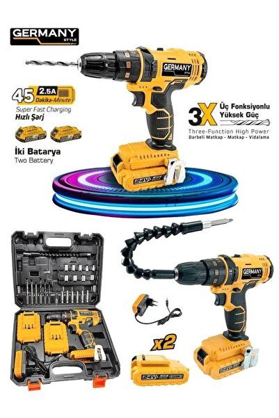 Germany Style 24w Çift Li-ion Bataryalı Metal Şanzıman Darbeli 27 Parçalı Süper Setli