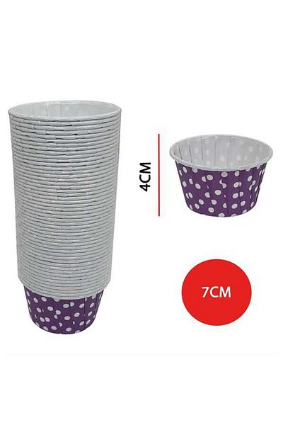Parti dolabı 25-Piece Purple and White Polka Dot Muffin Cake Mold, Rainbow Cupcake Capsule that Does Not Disintegrate in the Oven