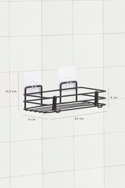 Sas Haus Lifetime Stainless Adhesive Bathroom Organizer Shampoo Holder Shower Shelf Black Mgs-718