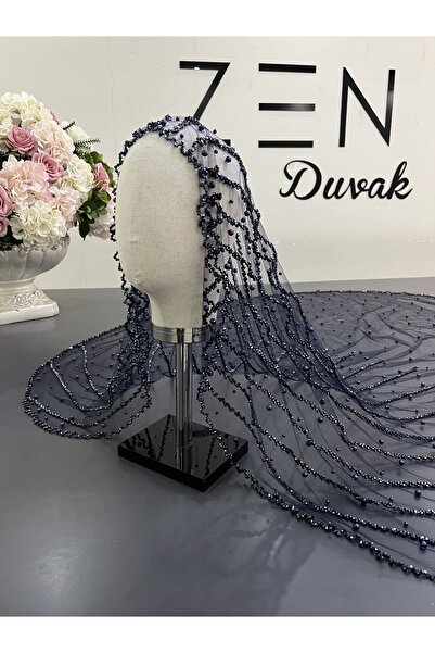 ZEN DUVAK Lacivert Incili Duvak