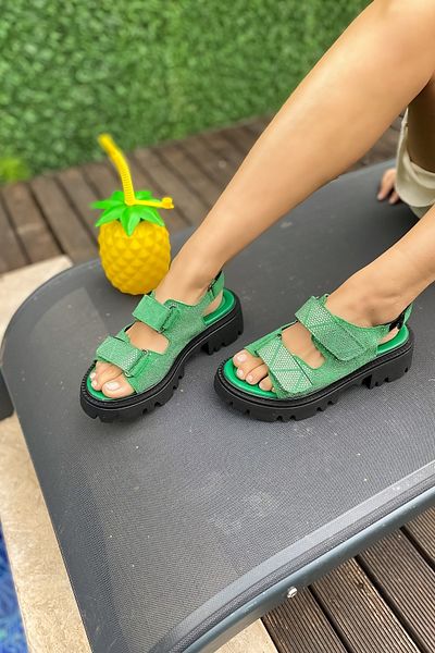 SHOEBELLAS Γυναικεία σανδάλια Goniva Green Stone