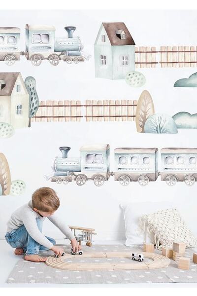 WALLHUMAN Настінні наклейки для дитячої кімнати «Міні-місто»