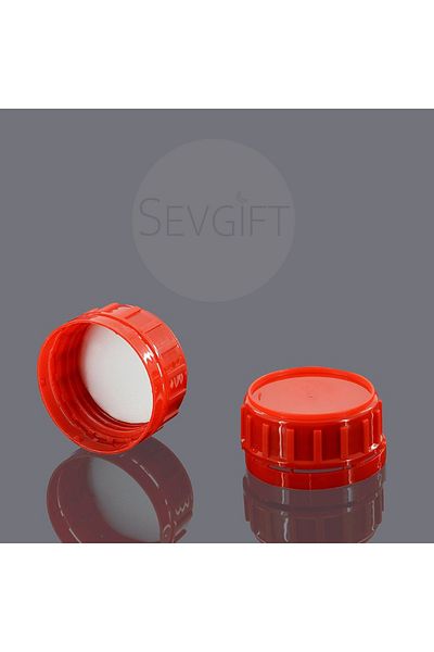 Sevgift Plastic Round Bottle 500 Ml Chemical Resistant - Red Lid 5 Pieces