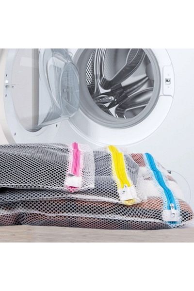 Şener collection شبكة غسيل مكونة من 3 قطع - شبكة غسيل بسحاب - كيس غسيل