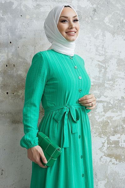 InStyle Lemina Belted Dress - Green
