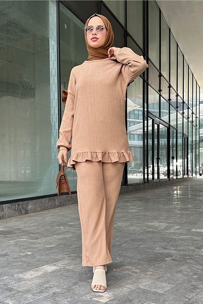 Bestenur Mink Fernur Ruffled Διπλό Σετ 516