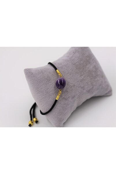 MYTAKIAĞACIMFH سوار من الحجر الطبيعي بحبل قابل للتعديل من حجر الجمشت (الأوفال)