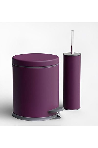 Zethome Set de baie dublu violet (perie de gunoi-toaletă)
