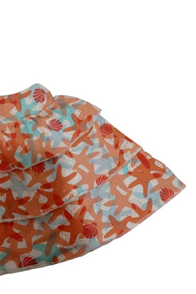 Miniworld Girl's 3-6 Years Old Starfish Frilly Skirt Suit with Elastic Waist Orange