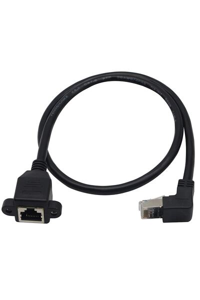 Alfais 4350 Rj45 Dişi Erkek Uzatma 0.5m Dirsek 90 Derece Panel Tipi Cat6 Montaj Kablosu