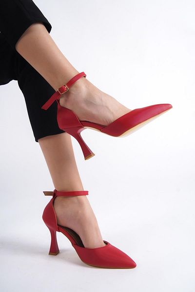 Modabuymus Lopez Red Satin Stiletto Goblet Heeled Shoes