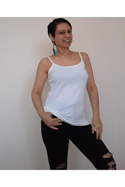 Mertcan Butik Off-White (EKRU) Rope Strap Combed Cotton Viscose T-Shirt