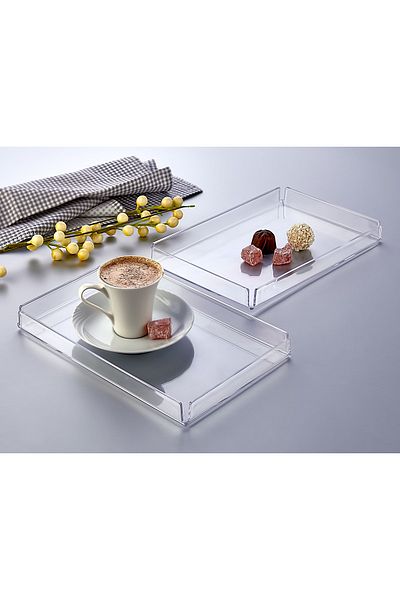 ASlife Home 2-Piece Acrylic Crystal Presentation Tray Decorative Tray